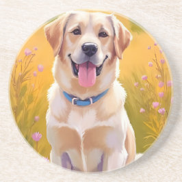 Posavasos Labrador Amarillo | Pintura de perro Retriever Lab