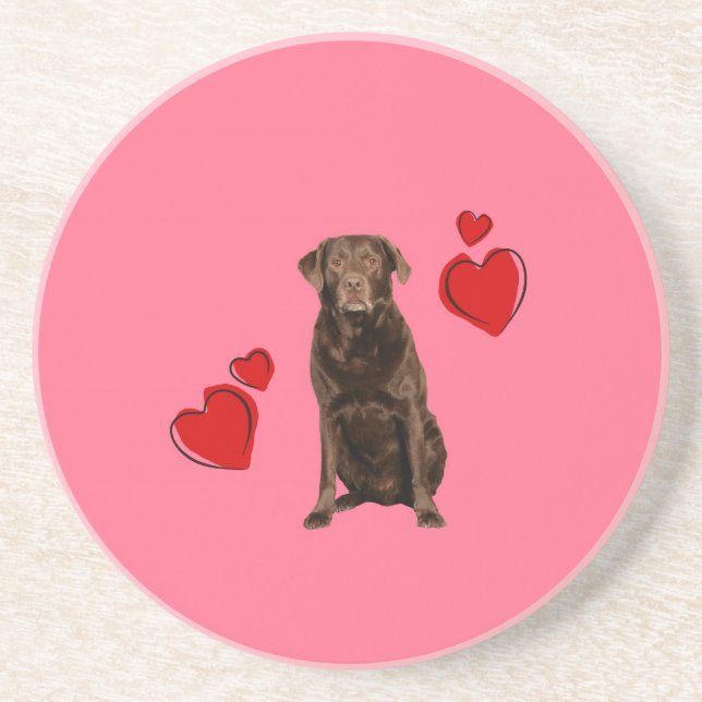 Posavasos Labrador de chocolate feliz día de San Valentín (Frente)