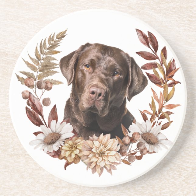 Posavasos Labrador de chocolate recuperador de guirnalda oto (Frente)