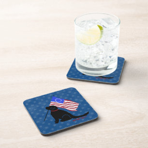 Posavasos Labrador Negro Patriótico Bandera Americana 