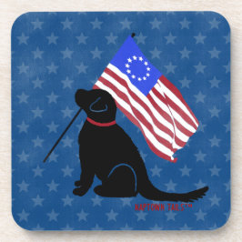 Posavasos Labrador Negro Patriótico Bandera Americana 
