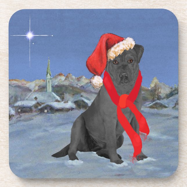 Posavasos Labrador Retriever Negro Navidad (Frente)