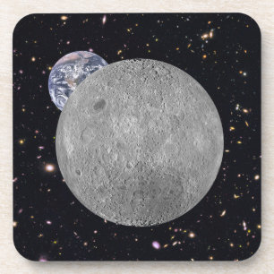 Posavasos Lado oscuro o lejano del cielo estrellado lunar
