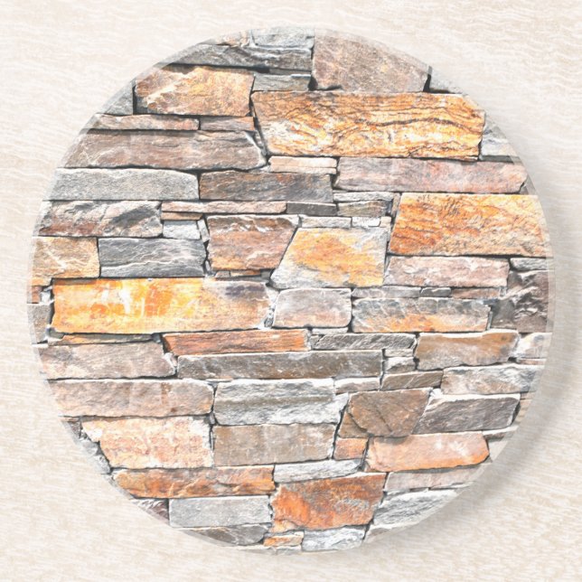 Posavasos Ladrillos de patrón de piedra en tonos naturales d (Frente)