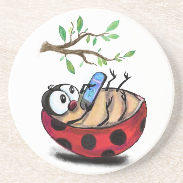 Posavasos Ladybug con Phone Fun Coaster Spring (Frente)