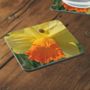 Posavasos Ladybug en amarillo Daffodil Floral