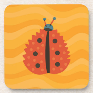 Posavasos Ladybug En Otoño - Arte Geométrico Amarillo Naranj