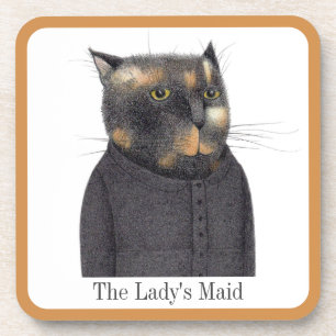 Posavasos LADY'S MAID CAT Duros Ataques Plásticos + Texto