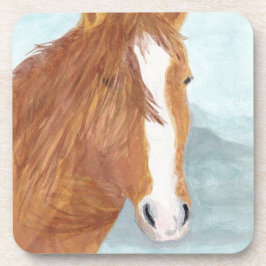 Posavasos Lago Brown Wild Horse Blue Mountain - acrílico.