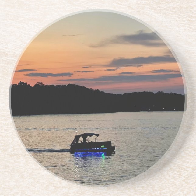 Posavasos Lago Jackson, Georgia, foto de Sunset con barco (Frente)