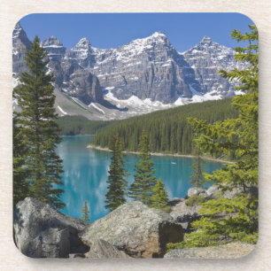 Posavasos Lago Moraine, Rocosas canadienses, Alberta, Canadá