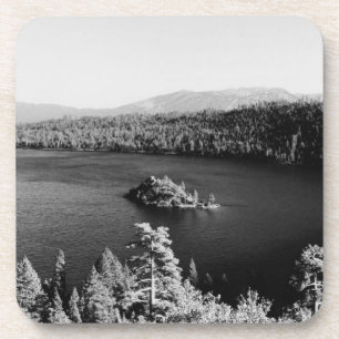 Posavasos Lago Tahoe en blanco y negro