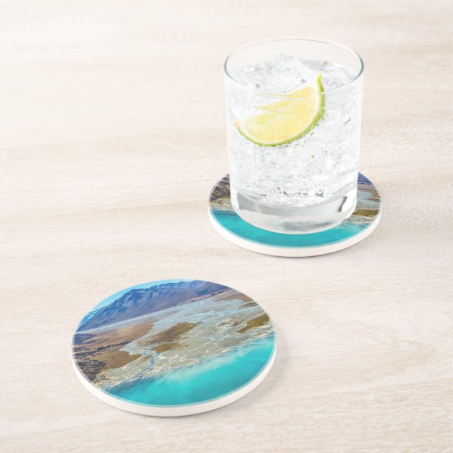 Posavasos Lago Tekapo y Alpes del Sur, Nueva Zelandia (Lado)