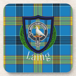 Posavasos Laing Scottish Clan Tartan & Crest