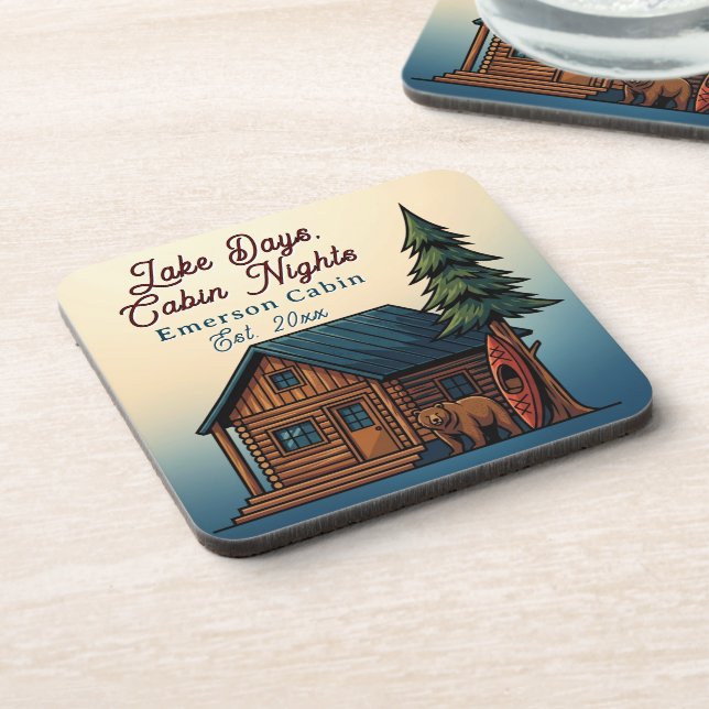 Posavasos Lake Days, Cabin Nights Personlized (Lado Izquierdo)