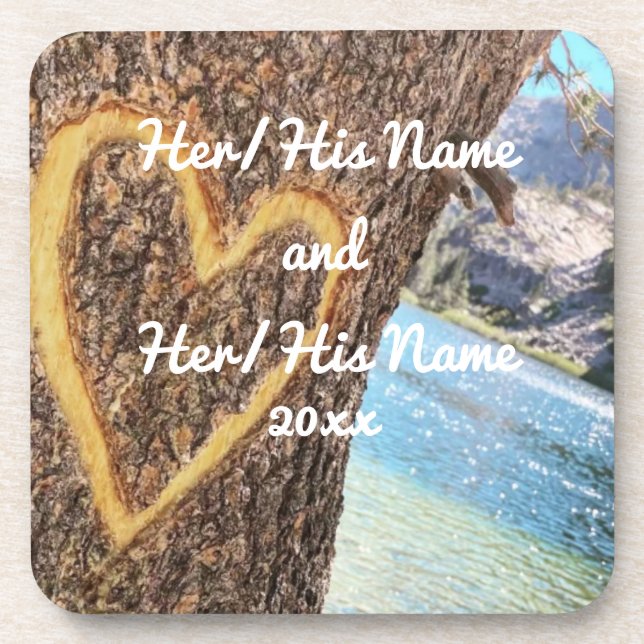 Posavasos Lake Tahoe Blue Water Tree Heart Love (Frente)