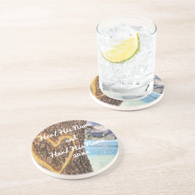 Posavasos Lake Tahoe Blue Water Tree Heart Love (Lado)