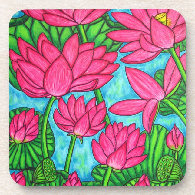 Posavasos Láminas de plástico de Lotus Bliss - Envase de 6 (Frente)