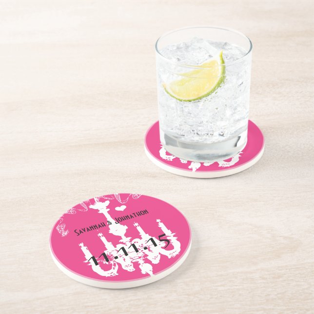 Posavasos Lámpara blanca de color rosa (Lado)