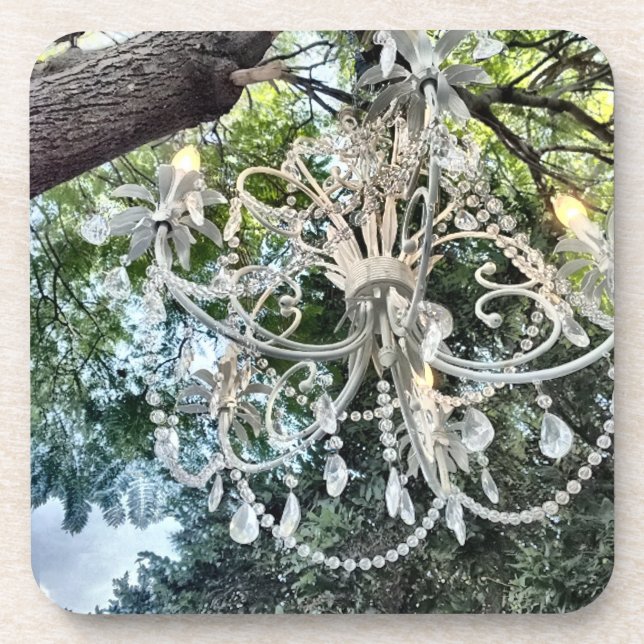 Posavasos Lámpara cristalina blanca elegante lamentable (Frente)