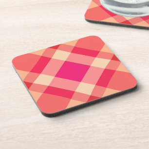 Posavasos Large Modern Plaid, Orange, Coral and Fuchsia Pink