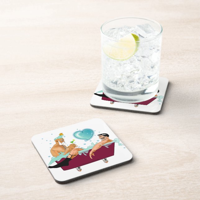 Posavasos Las burbujas de la bañera de dos hombres gay de Sl (Lado Derecho)