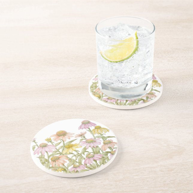 Posavasos Las flores acuarela Arte botánico (Lado)