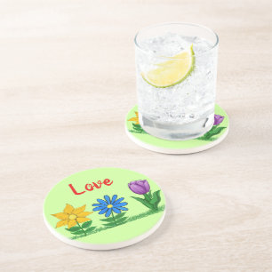 Posavasos Las flores de amor beben tiras de agua