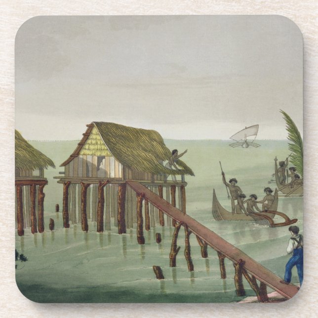 Posavasos Las habitaciones de la tribu de Papu, Rawak, (Frente)