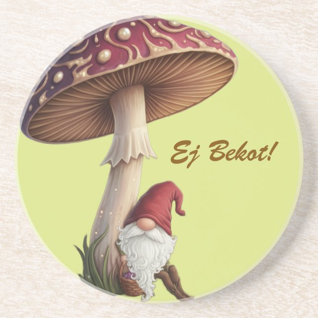 Posavasos Latvian Ej Bekot go pick mushrooms coaster (Frente)