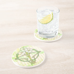 Posavasos lavado del verde del diseño floral del art déco