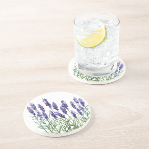 Posavasos Lavanda pintada con acuarelas