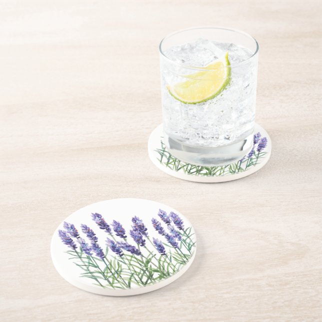 Posavasos Lavanda pintada con acuarelas (Lado)