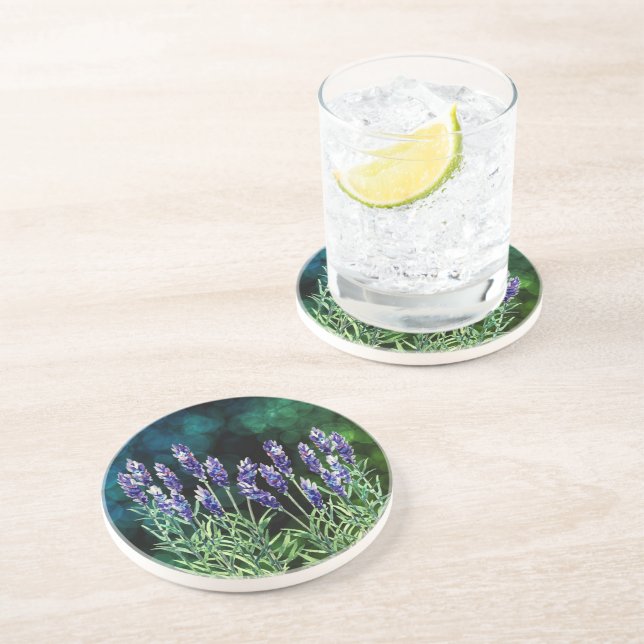 Posavasos Lavanda pintada con acuarelas (Lado)