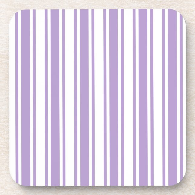 Posavasos Lavanda rayas de caramelo morado y blanco (Frente)