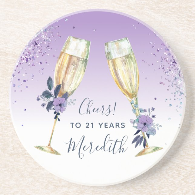 Posavasos Lavender Ombre Tostada Verde azulada de Champagne  (Frente)