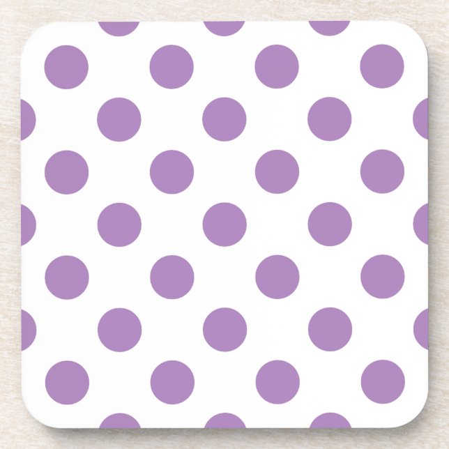 Posavasos Lavender polka dots on white (Frente)