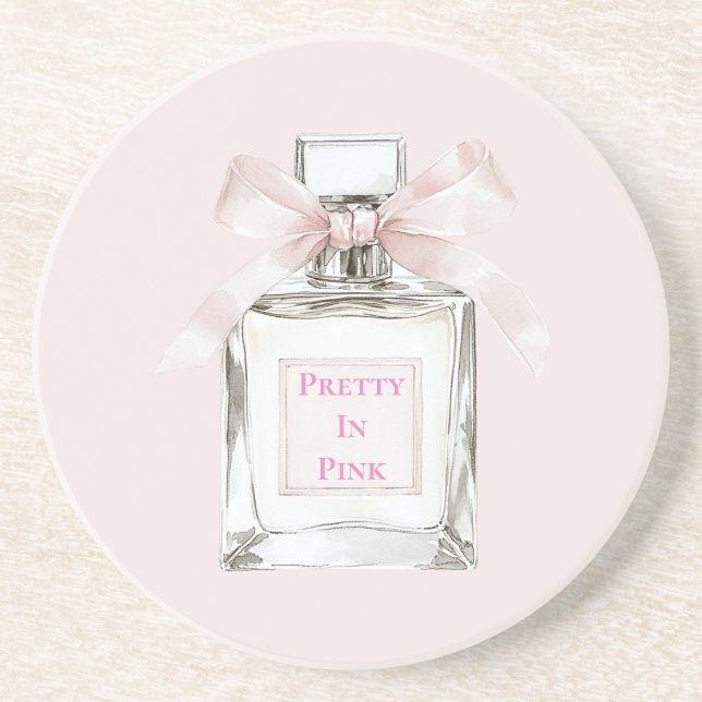 Posavasos Lazo de botella de perfume Pretty in Pink   (Frente)