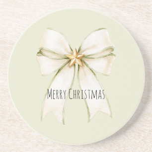 Posavasos Lazo de menta blanca estrella dorada Navidad