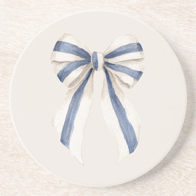 Posavasos Lazo de rayas azules blanco crema (Frente)