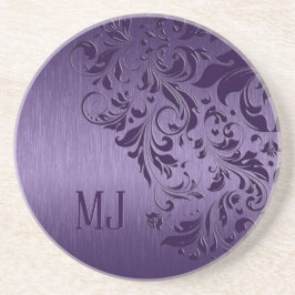 Posavasos Lazo púrpura de aluminio cepillado metálico