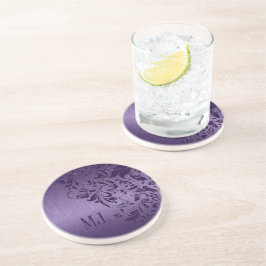 Posavasos Lazo púrpura de aluminio cepillado metálico