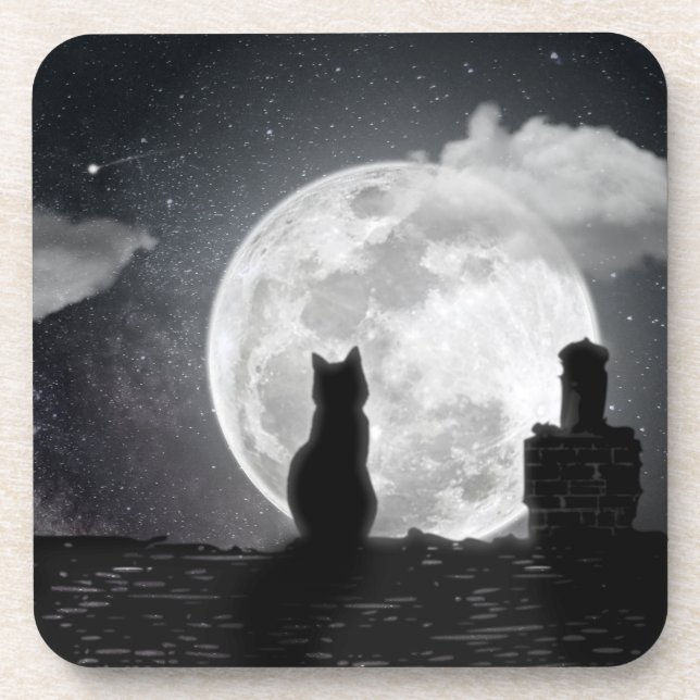 Posavasos Le chat rêve de lune (Frente)
