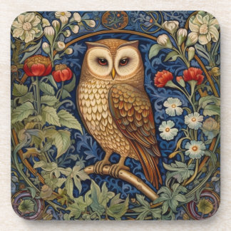 Posavasos Lechuza en el jardín estilo William Morris
