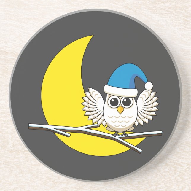 Posavasos Lechuza nevada en una nueva noche de invierno en l (Frente)