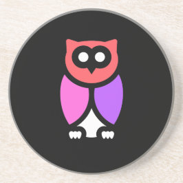 Posavasos Lechuza nocturna, bello rosa y rojo, arte pop abst