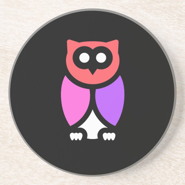 Posavasos Lechuza nocturna, bello rosa y rojo, arte pop abst (Frente)