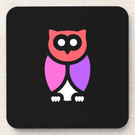 Posavasos Lechuza nocturna, bello rosa y rojo, arte pop abst