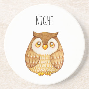 Posavasos Lechuza Nocturna de acuarela