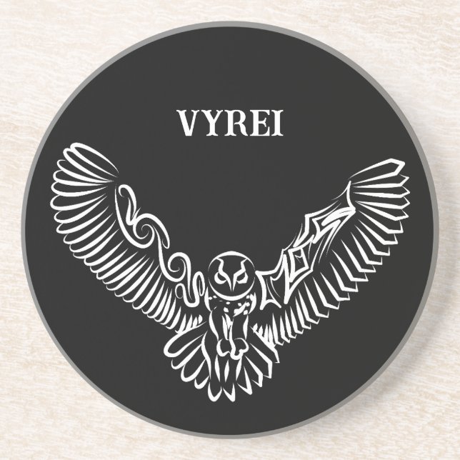 Posavasos Lechuza voladora tribal blanca y negra (Frente)